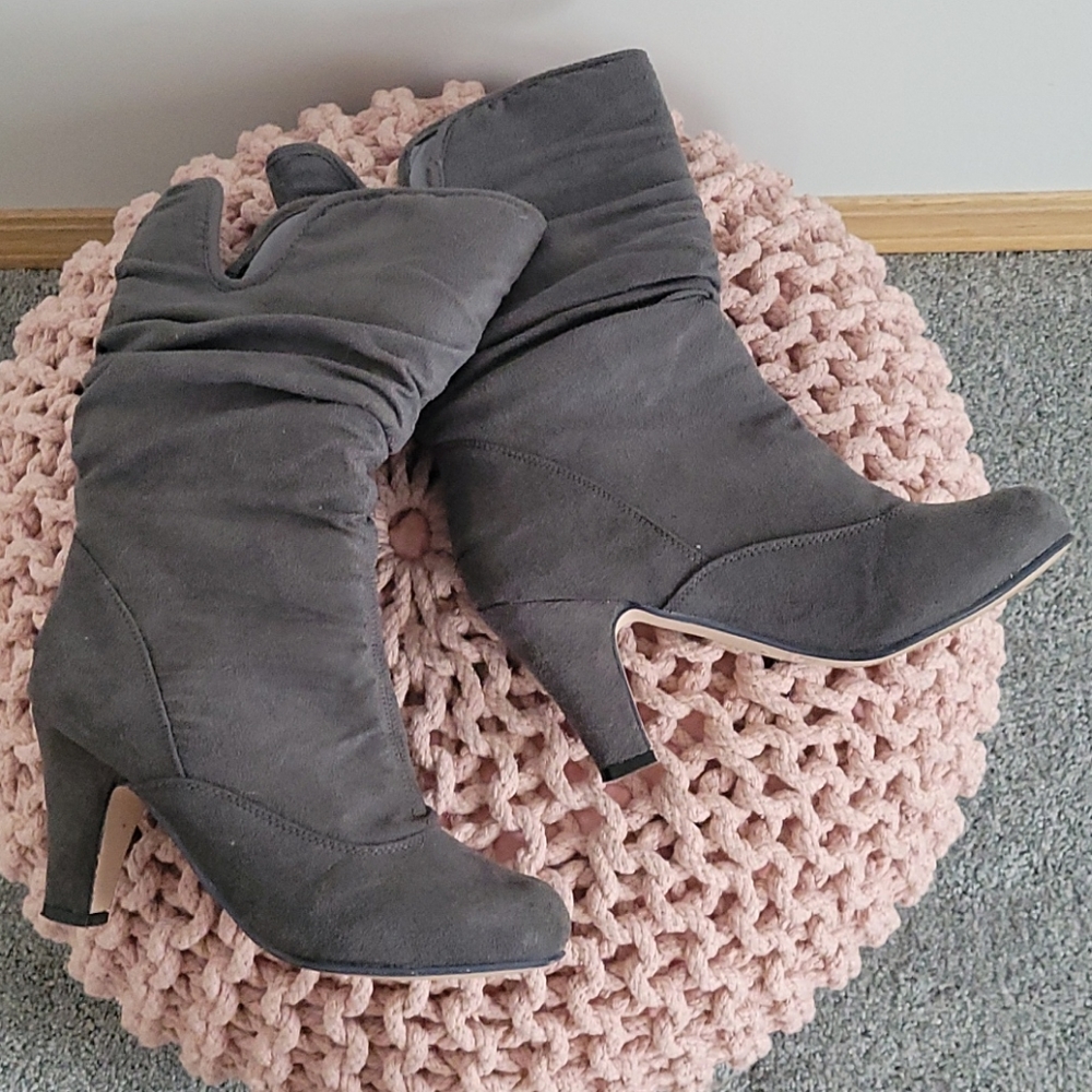 Suede-look heeled ankle boots